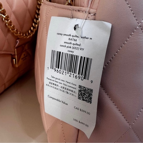 Kate Spade Carey Medium Quilted Flap Shoulder Bag Light Pink - Picture 6 of 6
